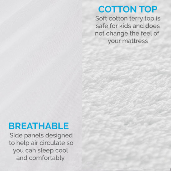 Protège-matelas en coton éponge 100 % imperméable de qualité supérieure.